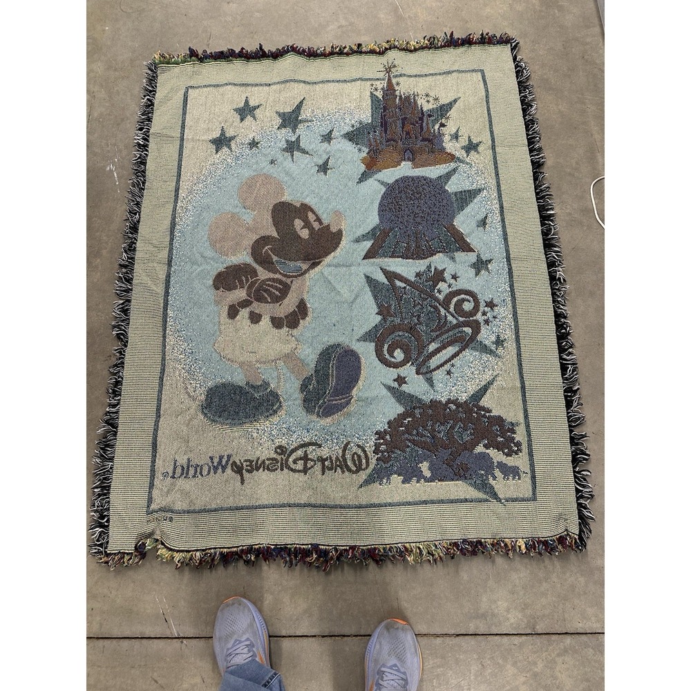 Walt Disney World 4 Parks Icons Mickey Mouse Tapestry Woven Throw Blanket. - Picture 4 of 4
